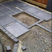 Black Limestone Patio under Construction