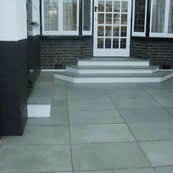 Blue Limestone Patio and Matching Steps