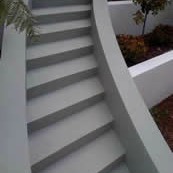 Sweeping staircase created for steep, terraced garden - fully rendered and painted